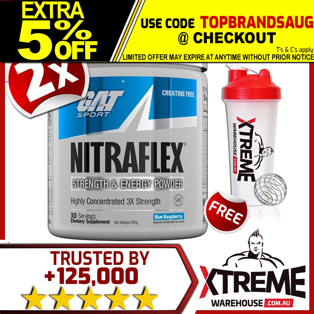 2 X GAT NITRAFLEX 30 SERVE // PRE WORKOUT TESTOSTERONE BOOSTER ENERGY